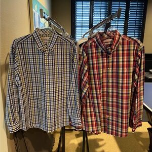 Roundtree & Yorke Blue and Red Checkered Shirts
